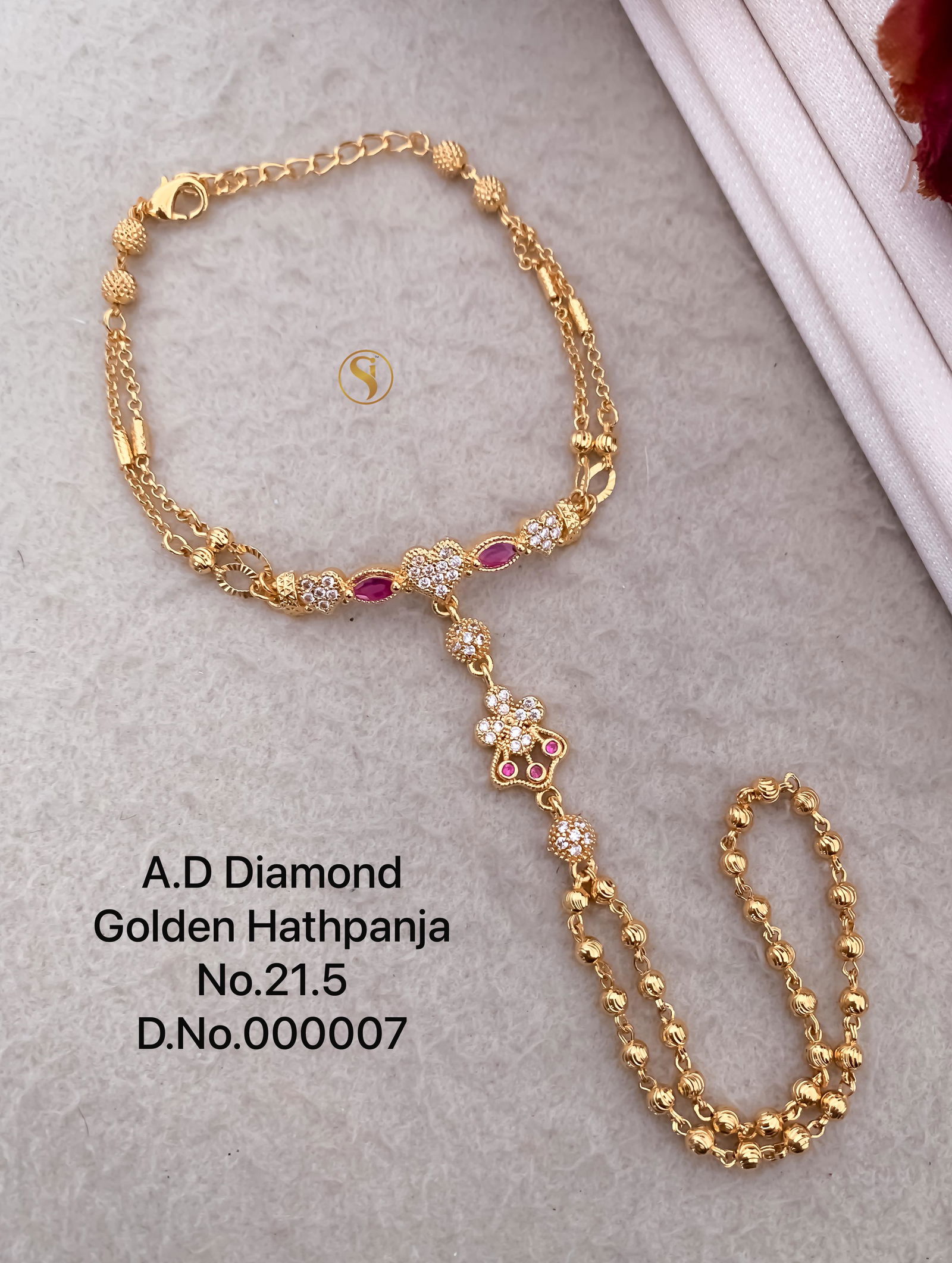 7 AD Diamond Designer Golden Hath Panja Wholesale Shop In Surat
